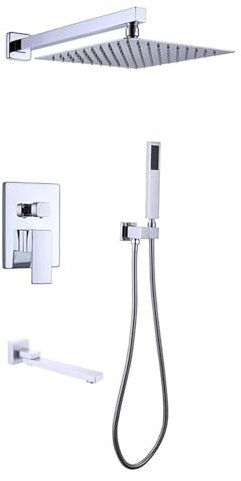 Grifo Monomando Ducha Empotrado Caño de Bañera Giratorio 180° Conjunto Ducha 3 Modos,cromado