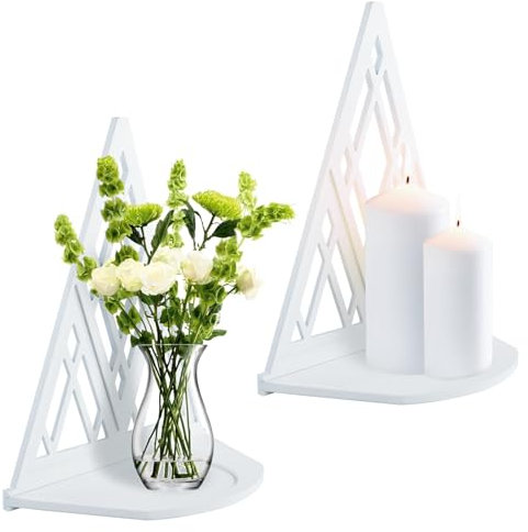 WATUNID Wandkerzenhalter, 2er-Set, hängende Kerzenleuchter, Holz, Wandleuchter, Bauernhaus-Vase, Stumpenkerze, Teelichtständer, weiße Wanddekoration für Schlafzimmer, Wohnzimmer, Küche, Badezimmer