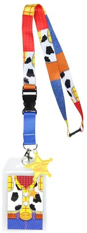Disney Toy Story – Lanière Cowboy Woody avec porte-badge transparent et breloque en caoutchouc de 5,1 cm