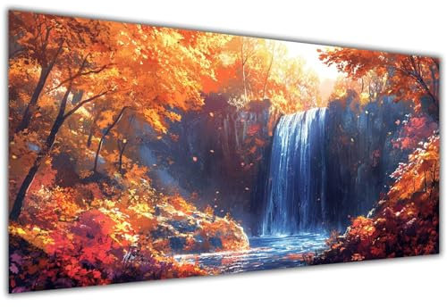 Malen Nach Zahlen Erwachsene Groß 20x40 cm Herbst Malen Nach Zahlen Landschaft Paint by Numbers Kinder Ölgemälde mit Pinseln Acrylfarbe Kreative Bastelset Dekorieren Geschenk Frauen, Ohne Rahme-KL173