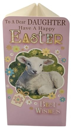 Easter Money Wallet Card for Daughter, Lamb Design, Pink and Gold