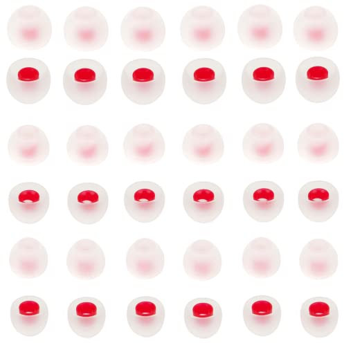 Gommini Per Auricolari, 36 Pezzi Gommini Cuffie Bluetooth Morbidi e Comodi, Compatibili Con La Maggior Parte Degli Auricolari In-Ear, Foro Interno 4,5 mm-6 mm (Nero-Rosso) (Bianco-Rosso)