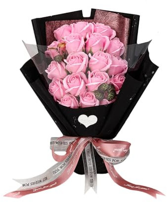 Artificial Roses Flowers Bouquet,Eternal Rose Bouquet With box, Like Preserved Real Rose-for Woman Wife, Forever Gifts on Birthday, Anniversary, Mother's Day, Graduation (Pink)