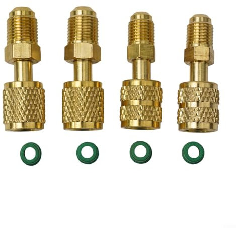 Jonikuper Kit d'adaptateur R410A, HVAC professionnel R410a R32 R22, kit d'adaptateur à connexion rapide 5/16 SAE vers 1/4 SAE mâle femelle en laiton raccords de conversion 4 pièces