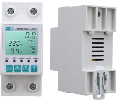 Fafeicy WiFi Smart Energy Meter mit LCD-Display, Fernbedienung WiFi Power Meter, Über-Unterspannungsschutz, Smart Home Energy Monitor für Geräte
