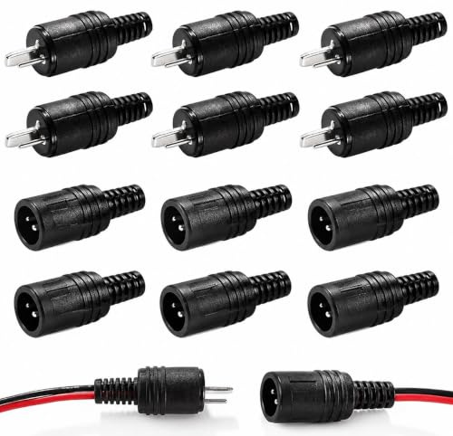 PYEUIFT 12 Stück 2-polige DIN Stecker & Buchsen Set, 6x Stecker + 6x Buchse, Audio Adapter für HiFi Lautsprecher Kabel Stereo Verbindung, Sichere Verriegelung