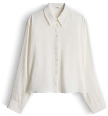OPUS Damen Langarmbluse | Flowy Regular fließende Bluse mit feiner Twilloptik Milk, 40