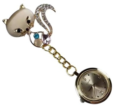KHBUAB Hanging Nurse Watch with Zinc Alloy Animal Head and Rhinestone Detail, Button 626 Battery Operated for Hospital Use