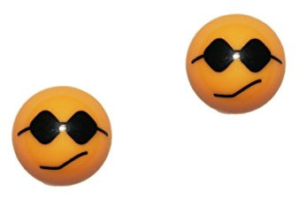 2er Set Ventilkappen - Smiley mit Sonnenbrille - in gelb für Motorrad