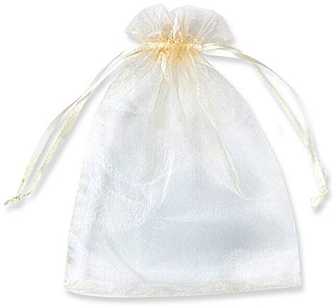 PLECUPE 100 Stück Organzasäckchen 10x15 cm, Organzabeutel Tunnelzug Hochzeit Säckchen, Schmuckbeutel Klein Geschenkbeutel für Geschenke Schmuckaufbewahrung Verpacken - Beige