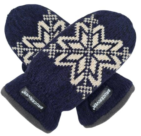 BRUCERIVER Damen Strickhandschuhe Schneeflocke | Warme Fleecefütterung