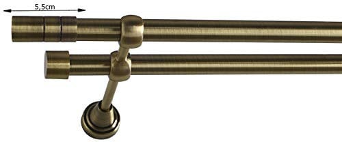 Sento 19/19mm Metall Gardinenstange Vorhangstange 2-läufig Messing Antik Classic Gaja 280 cm
