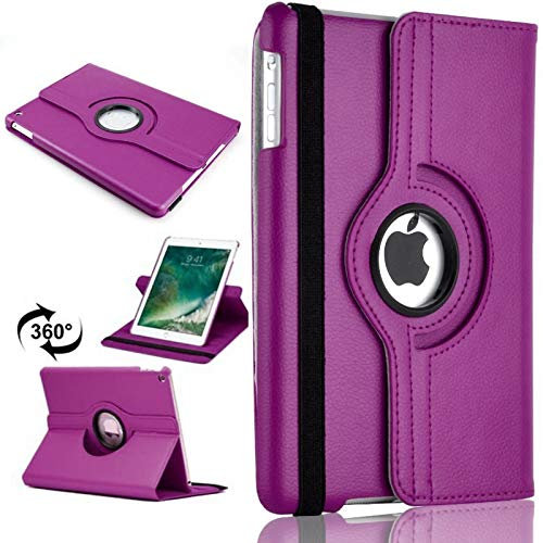 360 Leather Rotate Stand Case Folio Cover For Apple iPad Air 2 (2014) (Purple)