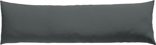 REDBEST Seitenschläferkissenbezug Single- Jersey San Francisco, anthrazit Größe 40x200 cm - weiche Qualität, bügelfrei, praktischer Reißverschluss, 100% Baumwolle
