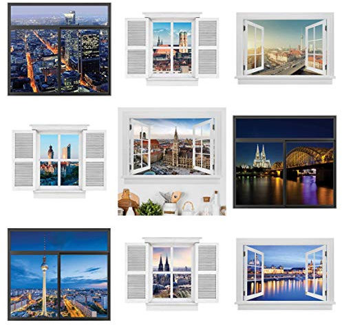 Bilderwelten Wandtattoo Top Deutschland, Größe:100 x 100cm Fenster Schwarz Frankfurt