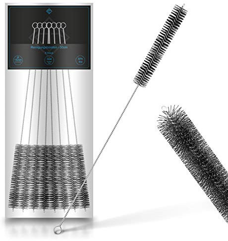 TOOLCORE® Reinigungsbürsten Set | Ø 15mm | 8 Stück - 30cm | Edelstahl/Nylon | Strohhalm Bürste, Reinigungsbürste Kaffeevollautomat Milchschlauchbürste