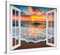 PICANOVA – Stampa su Tela Tramonto sul Mare Finestra 100x75cm – Quadro su Tela Moderno Incorniciato con Spessore di 2cm – Foto Decorazione da Parete Come Dipinto – Collezione Spiagge