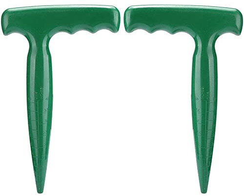 ANCLLO Set da 2 Foraterra Manuale da Giardino Pianta Dispenser di Semi di Fiori, in Plastica, con Scala Graduata, Impugnatura a T, Piantatore per Giardino e Orto, Verde