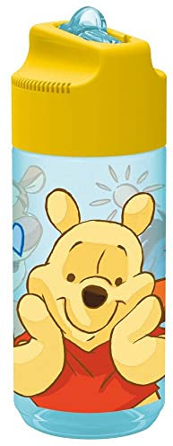 POS 27291 Gourde Winnie l'ourson avec paille rabattable Transparent 430 ml