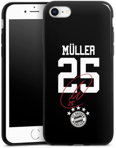 Slim Case extra dünn kompatibel mit Apple iPhone 8 Silikon Handyhülle schwarz Hülle FC Bayern München FCB Thomas Müller