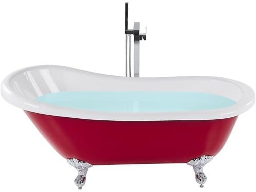 Bañera independiente de acrílico rojo patas 170 x 80 cm retro vintage tradicional Cayman