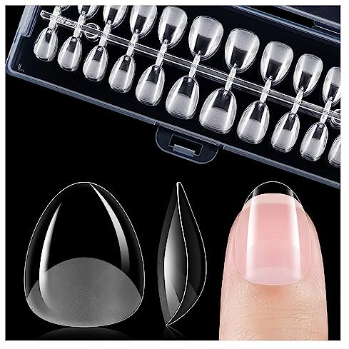 Gelike ec Extra Kurze Mandel Nagelspitzen – Vollständige Abdeckung Tips XXS Weiche Künstliche Nagelspitzen aus PMMA-Harz für Breite Nagelbetten Salon 240 Stück 18 Größen