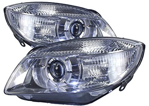 ATEC Germany 2x Hauptscheinwerfer vorne links + rechts H7 Frontscheinwerfer mit Stellmotor für Leuchtweiteregulierung, Kompatibel mit SKODA FABIA 2 (542) (545), ROOMSTER (5J7) (5J)
