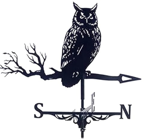 Générique - GIROUETTE en Metal - Hibou - Acier - Peinture Noire Mat - 35cm x 40cm - Design Unique Hibou - Facile à Assembler - Livraison Rapide