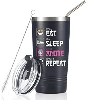 Onebttl Anime Gifts For Men, Women, Boys - Birthday/Valentine's day Kawaii Gifts for Anime Lovers - 20oz/590ml Double Wall Vacuum Insulated Stainless Steel Tumblers Cups Mugs - With Japanese