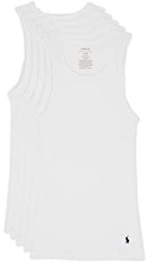 Polo Ralph Lauren Underwear Men's Classic Fit 5 Pack Tanks, 5 White/Cruise Navy, Medium