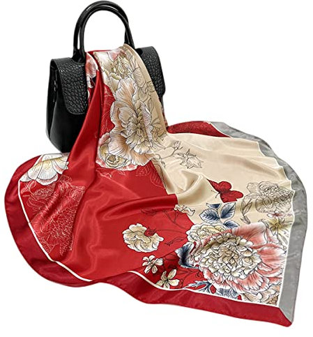 FAIRYGATE Eleganter Rot Damen Schal - Elegantes Seidenschal für Frauen - Business Seidentuch Scarf Bandana Taschentuch Handgelenk Verpackungs 77013