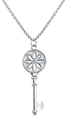 Yerdos Bijoux mode couleur argent cristal clé pendentif colliers pour les femmes Bijoux d’engagement