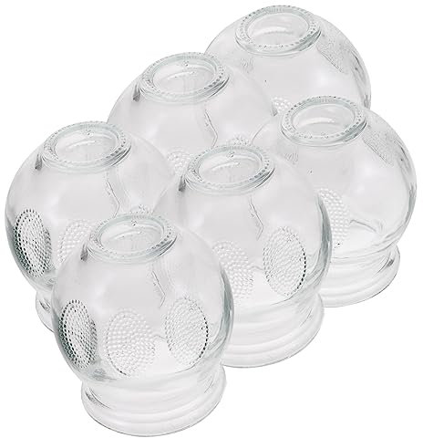 PLAFOPE 06 Pcs Thick Glass Cupping Therapy Set for Home Use - Adjustable Fire Cupping Set for Massage and Facial Rejuvenation