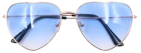 ANCLLO 2 Stück Herz Sonnenbrille Retro Sonnenbrille Hippie Brille 60er 70er 80er 90er Party Kostüm Zubehör (Blau)