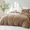 Sedefen Plüsch Bettwäsche 200x200cm Khaki Taupe Flauschig Flanell Fleece Warme Winterbettwäsche Cashmere Touch Coral Kuschelige Bettbezug und 2 Kissenbezug 80x80cm mit Reißverschluss