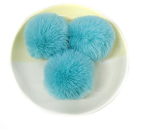 30 Stück 4cm Pompons Kunstfell Bommel Farbiger Fellknäuel mit Elastischer Schlaufe für DIY Basteln Weihnachtsdekoration Tischdekoration Geburtstagsdeko Kleideraccessoires,Blauer See