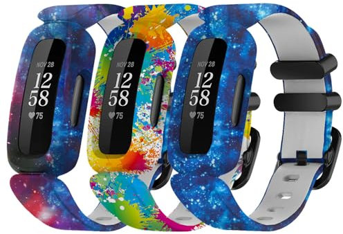 Chofit Ersatzarmbänder kompatibel mit Fitbit Ace 3, weiches Silikon-Armband, Muster für Kinder für Ace 3 Activity Tracker (3E), 3 Stück