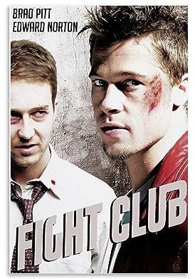 Fight Club (1999) IMDB Top 250 Poster, Leinwand, dekoratives Gemälde, Leinwand-Wandposter und Kunstdruck, modernes Familienschlafzimmer-Dekor-Poster, 20 x 30 cm