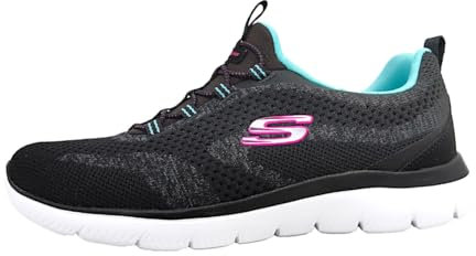 Skechers Damen Summits New Nature, Schwarzer Strick, rosa Aquamarin-Besatz, 36 EU