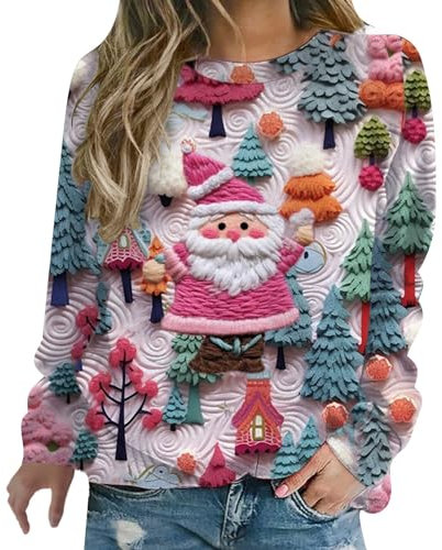 XTBFOOJ Pullover Weihnachten Damen Zipper Jacke Rentier Bambi Schneemann Jumper Xmas Pulli Shirt Wanderjacke Damen wasserdicht atmungsaktiv oace Tunika Sommerhose Damen Winterjacke Damen warm