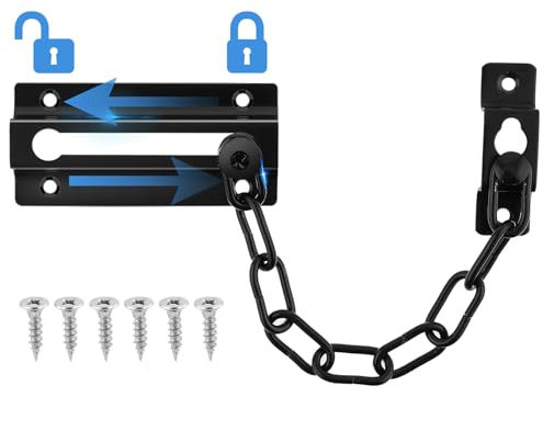 Amaxiu Door Security Chain Lock, Heavy Duty Latch Chain Door Lock Anti-Theft Internal Front Lock Sturdy Guard Thickened Chain Lock Child Proof Slide Restrictor for Home Hotel Apartment Bedroom(Black)