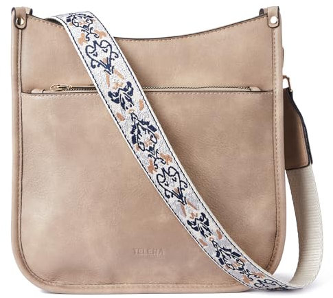 Telena Damen Schultertasche Klein, PU Leder Handtasche Damen Umhängetasche Klein Hobo Bag für Frauen Crossbody Bag mit Abnehmbarer Schultergurt,Zimt hellbraun