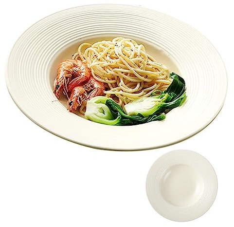 OUNONA Pasta Plate Dish Plate Food Plate Porcelain Salad Plates Lunch Plates Amuse Wide Rimmed Serving Bowls Round Coffee Table Tray White Serving Tray Ceramics Dinner Plate Western Plate