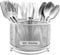 DysanVica 360° Rotating Metal Utensil Caddy - 4 Compartment Silverware Cutlery Holder Rotation Fork Spoon Napkin Organizer Flatware Storage Basket Party Countertop Buffet Picnic Camping Outdoor Silver