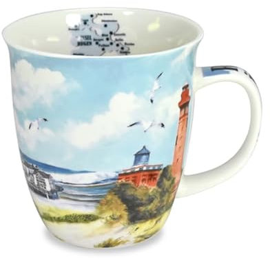 Kaffeebecher Insel Rügen, Kaffeetasse Tassen Teetassen Henkelbecher Ostsee Leuchtturm
