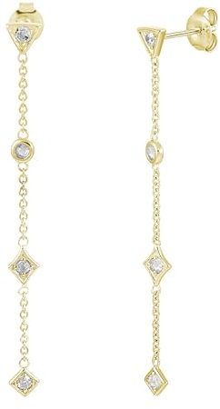 cai Damen Ohrringe 925/- Sterling Silber 5,0cm Glänzend Zirkonia gelb 360230526V