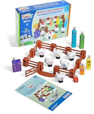 Learning Resources MathLink Cubes Activity Set Numberblocks Counting Sheep Farm, Age 3 4 5 6, CBeebies Toys, Maths Toys, Number Toys, Play Farm, EYFS, 10 Maths Activities Included, HM96093-UK