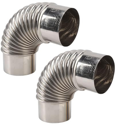 HUAOSN 2 Teiliges Bogen Ofenrohr Set, 90 Grad Ofenrohr Bogen, Edelstahl Bogen Kaminofenrohr für Outdoor Camping Holzofen