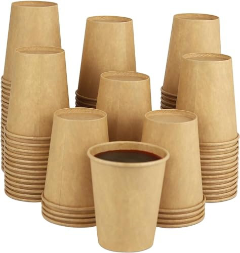grupo Munditol- Vasos café desechables de carton Kraft 350ml - Vasos papel resistentes pack 50 unidades- Ideal para todo tipo de bebidas - Vasos biodegradables