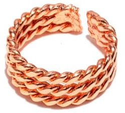 Vestopazzo anello tre linee treccia color oro rosa placcato in rame. nickel tested,lavorazione artigianale,Taglia unica.MRG4005